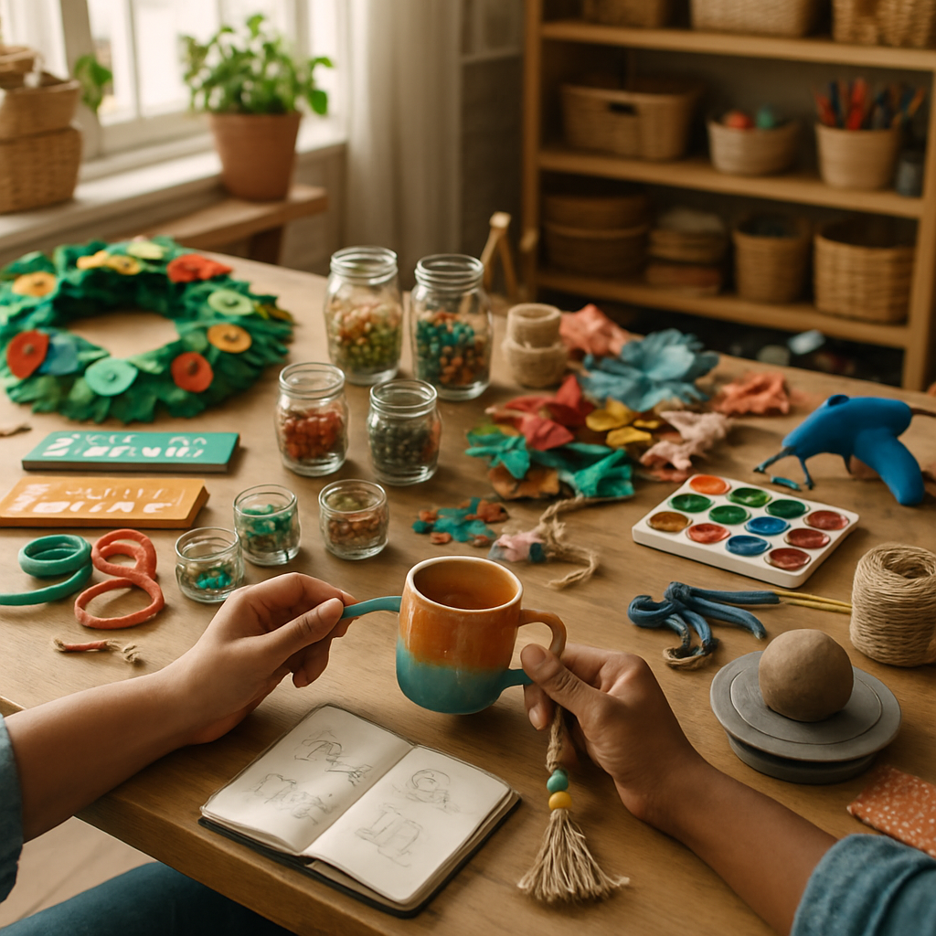 Close-up of a handmade painted mason jar lantern with warm light